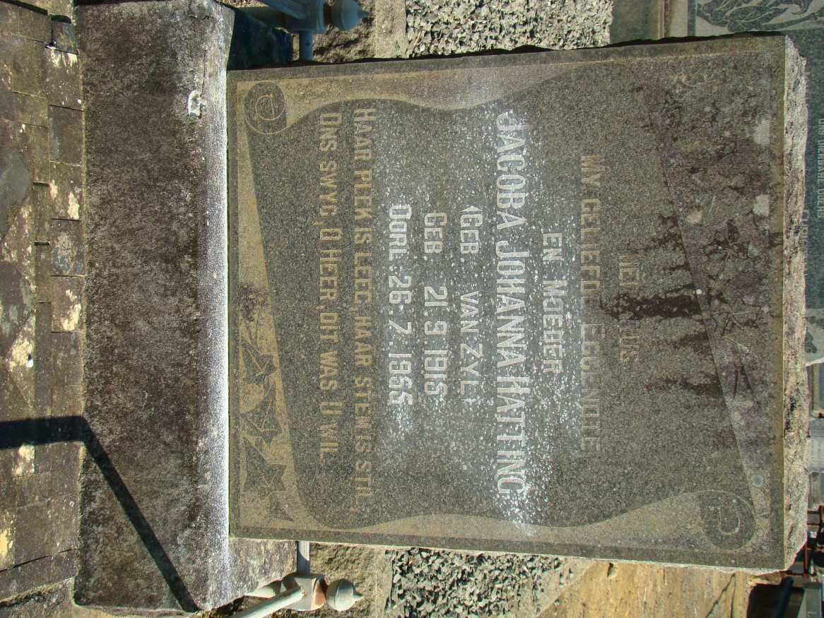 HATTING Jacoba Johanna nee VAN ZYL 1915-1955