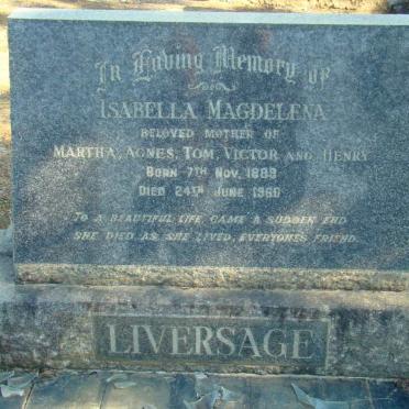 LIVERSAGE Isabella Magdalena 1889-1960