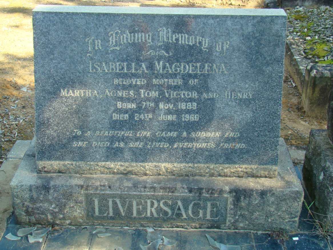 LIVERSAGE Isabella Magdalena 1889-1960