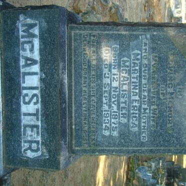 McALISTER Martina Erica 1875-1934