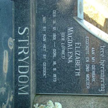 STRYDOM Elizabeth Magdalena neé LOTRIET 1931-1973