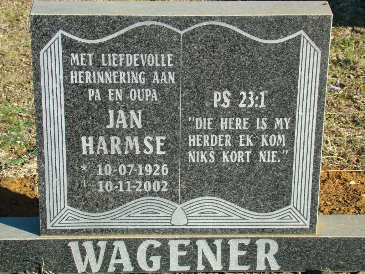 WAGENER Jan Harmse 1926-2002
