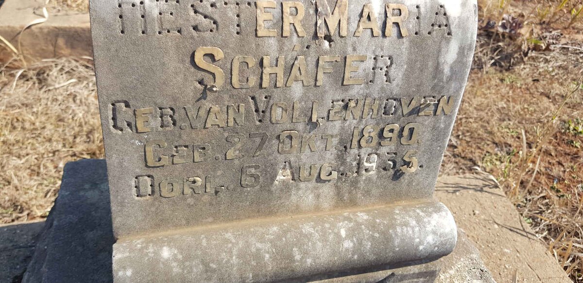 SCHAFER Hester Maria nee VAN VOLLENHOVEN 1890-1935