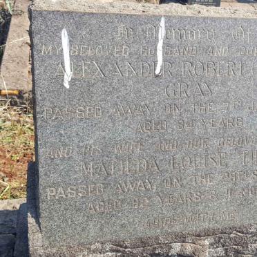 GRAY Alexander Robert -1955 &amp; Matilda Louise -1962
