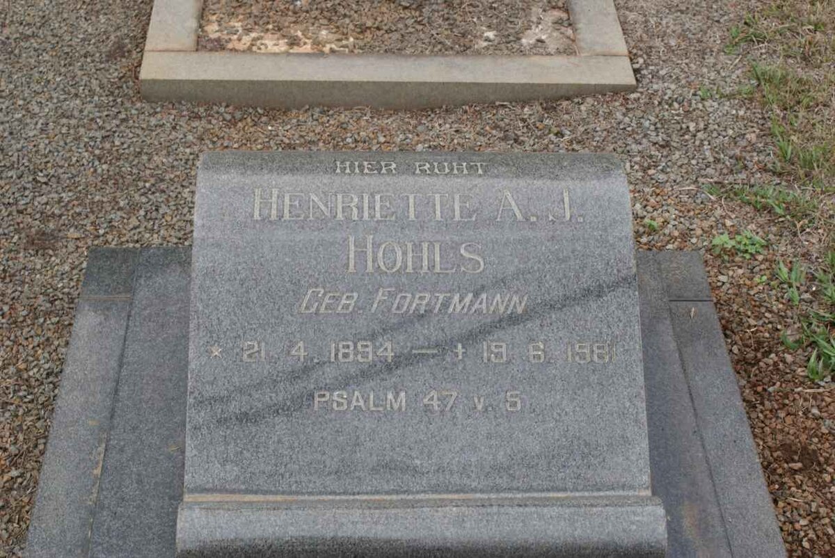 HOHLS Henriette A.J. nee FORTMANN 1894-198?