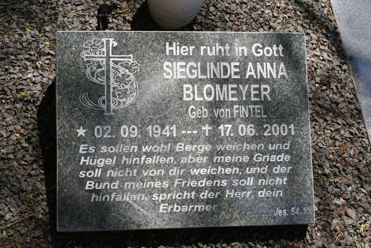 BLOMEYER Sieglinde Anna nee VON FINTEL 1941-2001