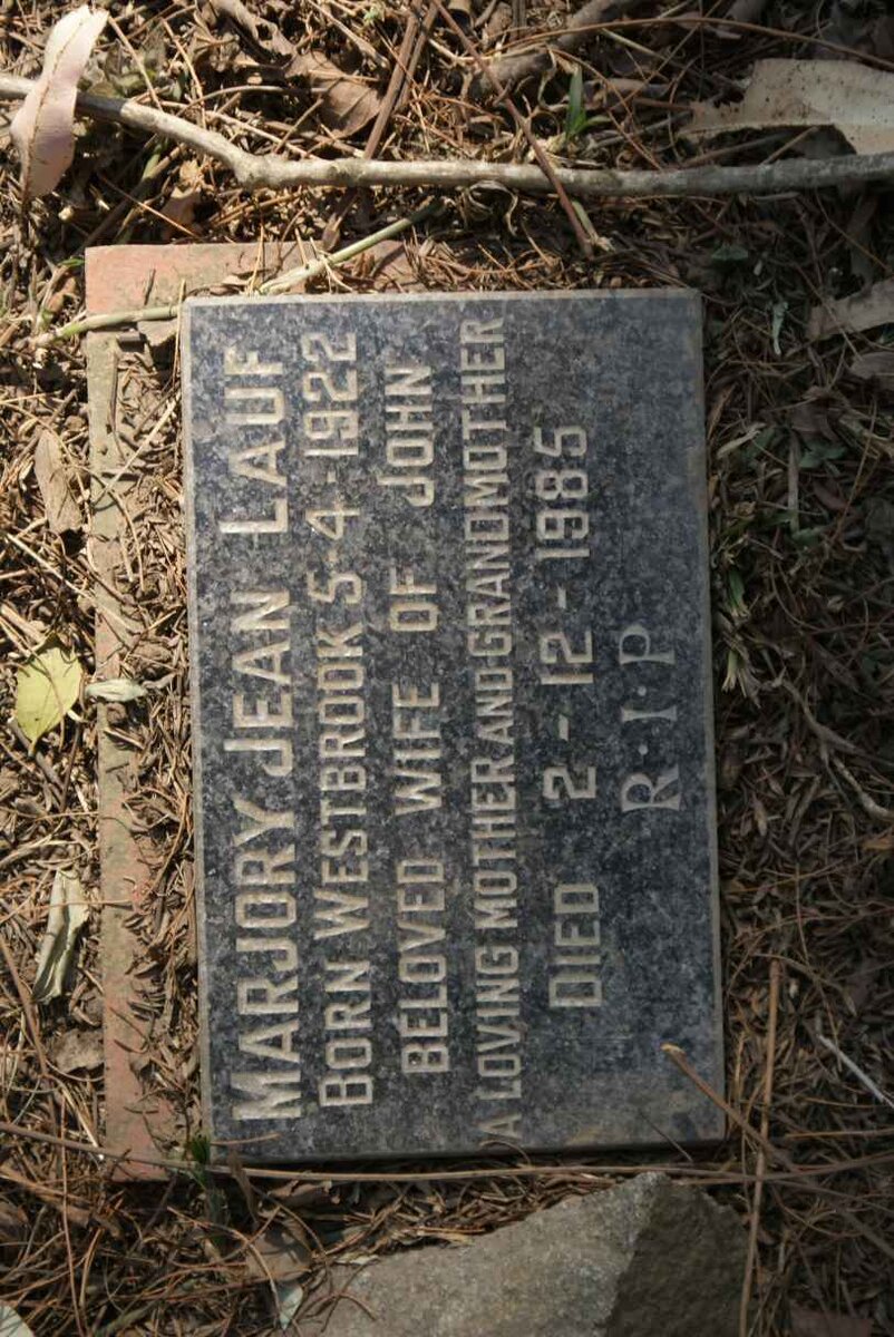 LAUF Marjory Jean nee WESTBROOK 1922-1985