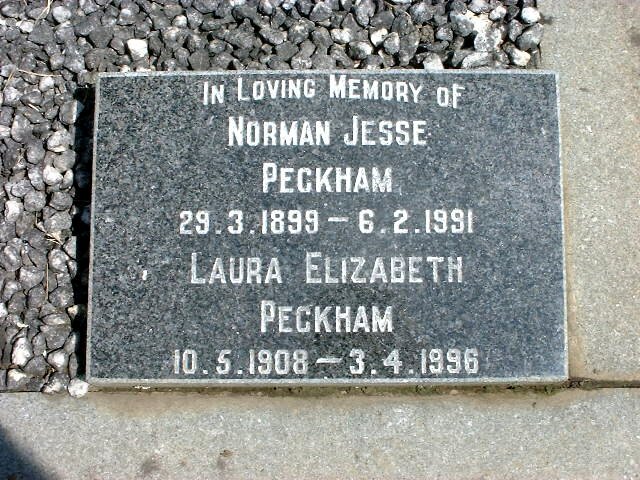 PECKHAM Norman Jesse 1899-1991 &amp; Laura Elizabeth 1908-1996