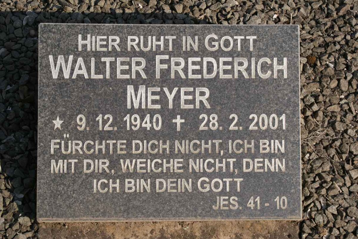 MEYER Walter Frederich 1940-2001