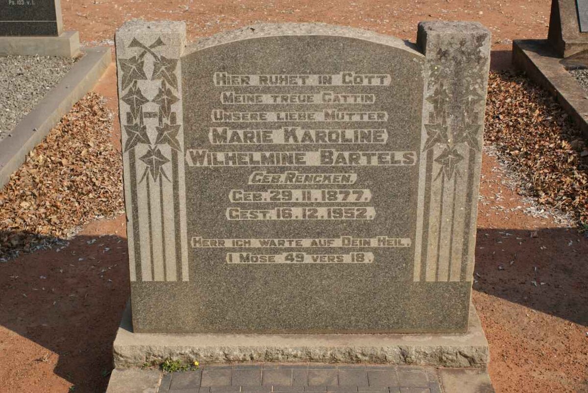 BARTELS Marie Karoline Wilhelmine nee RENCKEN 1877-1952