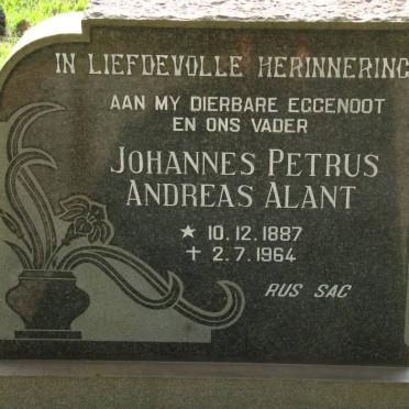 ALANT Johannes Petrus Andreas 1887-1964