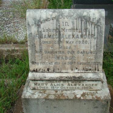 ALEXANDER F. James -1920 &amp; Mary Alice -1963 :: ALEXANDER Madge -1929