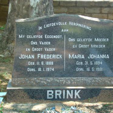 BRINK Johan Frederick 1888-1974 &amp; Maria Johanna 1894-1981
