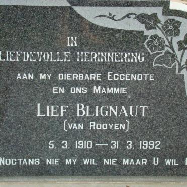 BLIGNAUT Lief nee VAN ROOYEN 1910-1992
