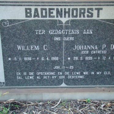 BADENHORST Willem C. 1898-1966 &amp; Johanna P.D. ENTRESS 1899-1979