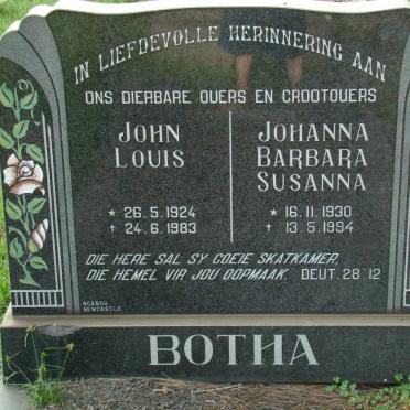 BOTHA John Louis 1924-1983 &amp; Johanna Barbara Susanna 1930-1994