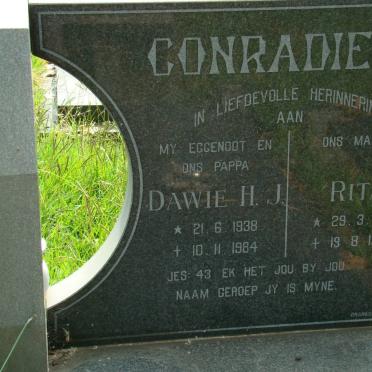 CONRADIE Dawie H.J. 1938-1984 &amp; Rita 1935-1990