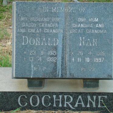 COCHRANE Donald 1921-1992 &amp; Nan 1915-1997