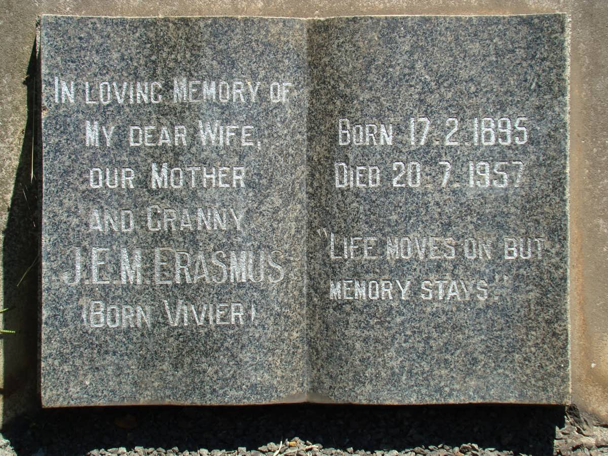 ERASMUS J.E.M. nee VIVIER 1895-1957