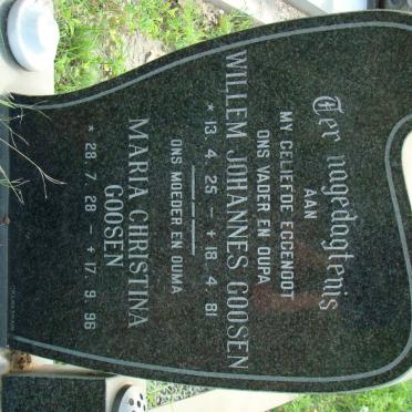 GOOSEN Willem Johannes 1925-1981 &amp; Maria Christina 1928-196
