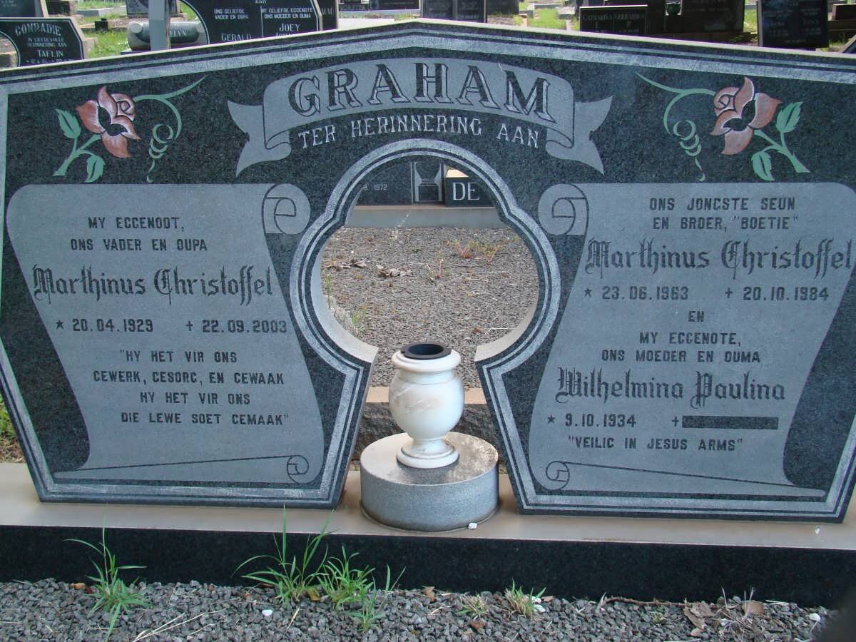GRAHAM Marthinus Christoffel 1929-2003 &amp; Wilhelmina Paulina 1934- :: GRAHAM Marthinus Christoffel 1963-1984