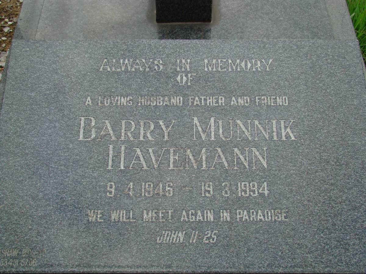 HAVEMANN Barry Munnik 1946-1994