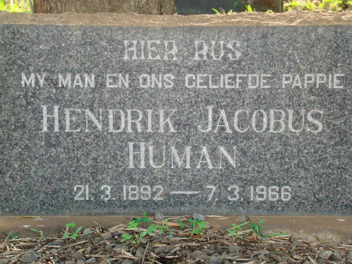 HUMAN Hendrik Jacobus 1892-1966