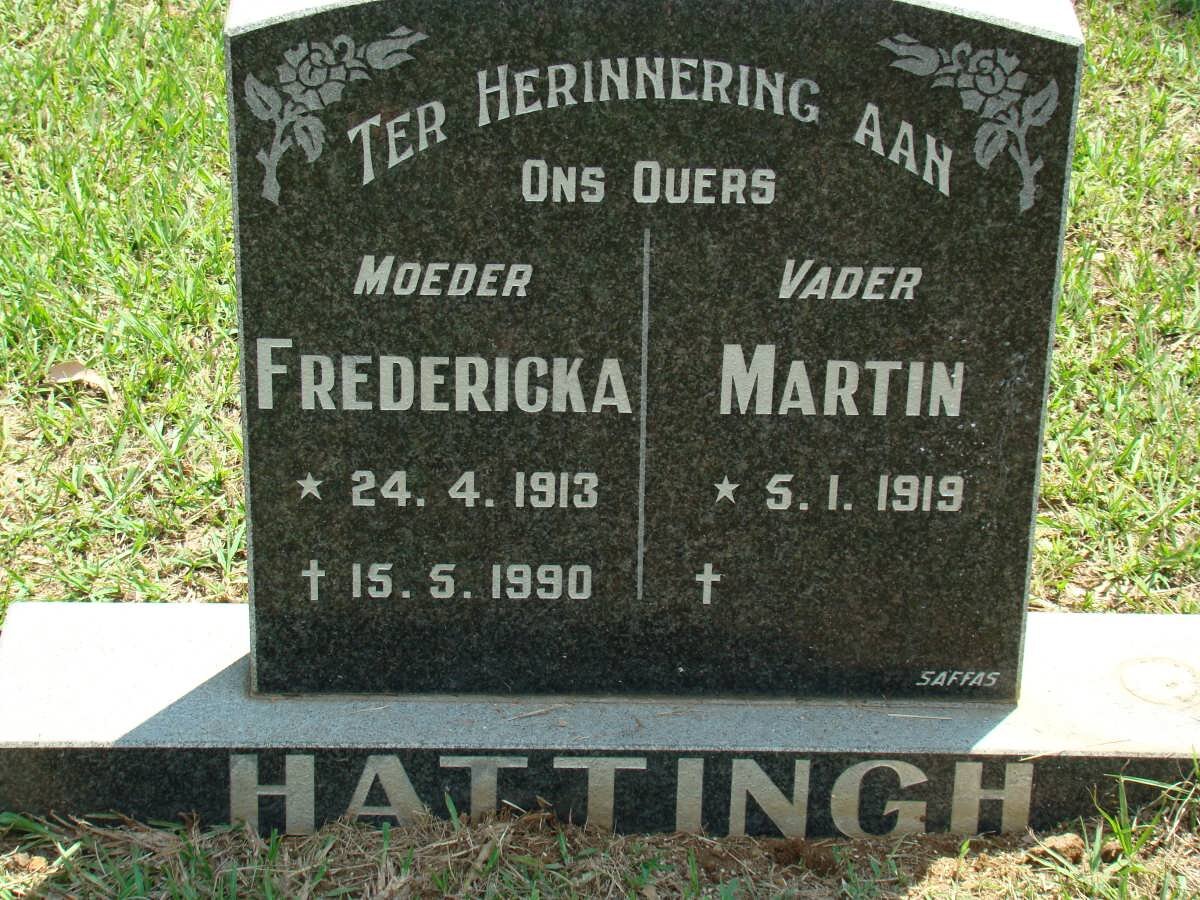 HATTINGH Martin 1919- &amp; Fredericka 1913-1990