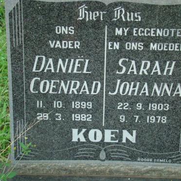 KOEN Daniël Coenraad 1899-1982 &amp; Sarah Johanna 1903-1978