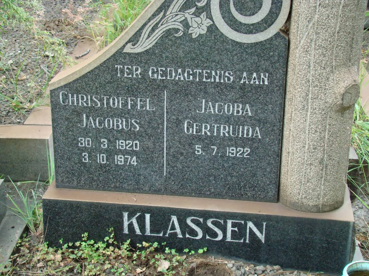 KLASSEN Christoffel Jacobus 1920-1974 &amp; Jacoba Gertruida 1922-