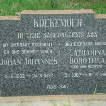 KOEKEMOER John Johannes 1882-1932 &amp; Catharina Dorothea VAN ROOYEN 1887-1966