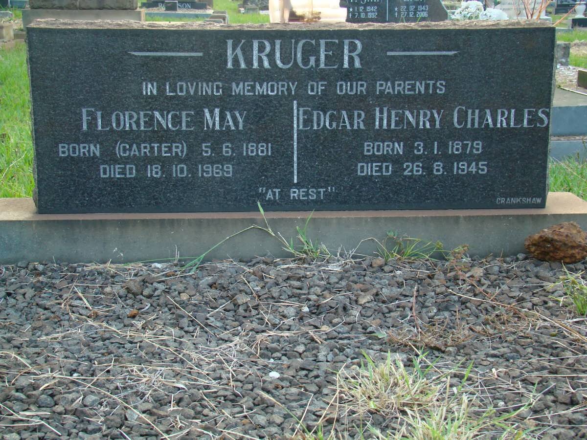 KRUGER Edgar Henry Charles 1879-1945 &amp; Florence May CARTER 1881-1969