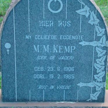KEMP M.M. nee DE JAGER 1906-1965