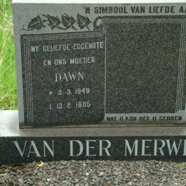 MERWE Dawn, van der 1949-1985