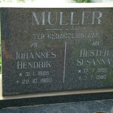 MULLER Johannes Hendrik 1885-1980 &amp; Hester Susanna 1895-1980