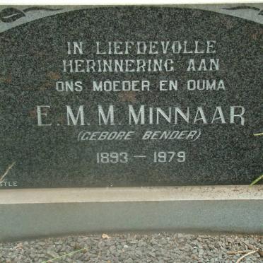 MINNAAR E.M.M. nee BENDER 1893-1979