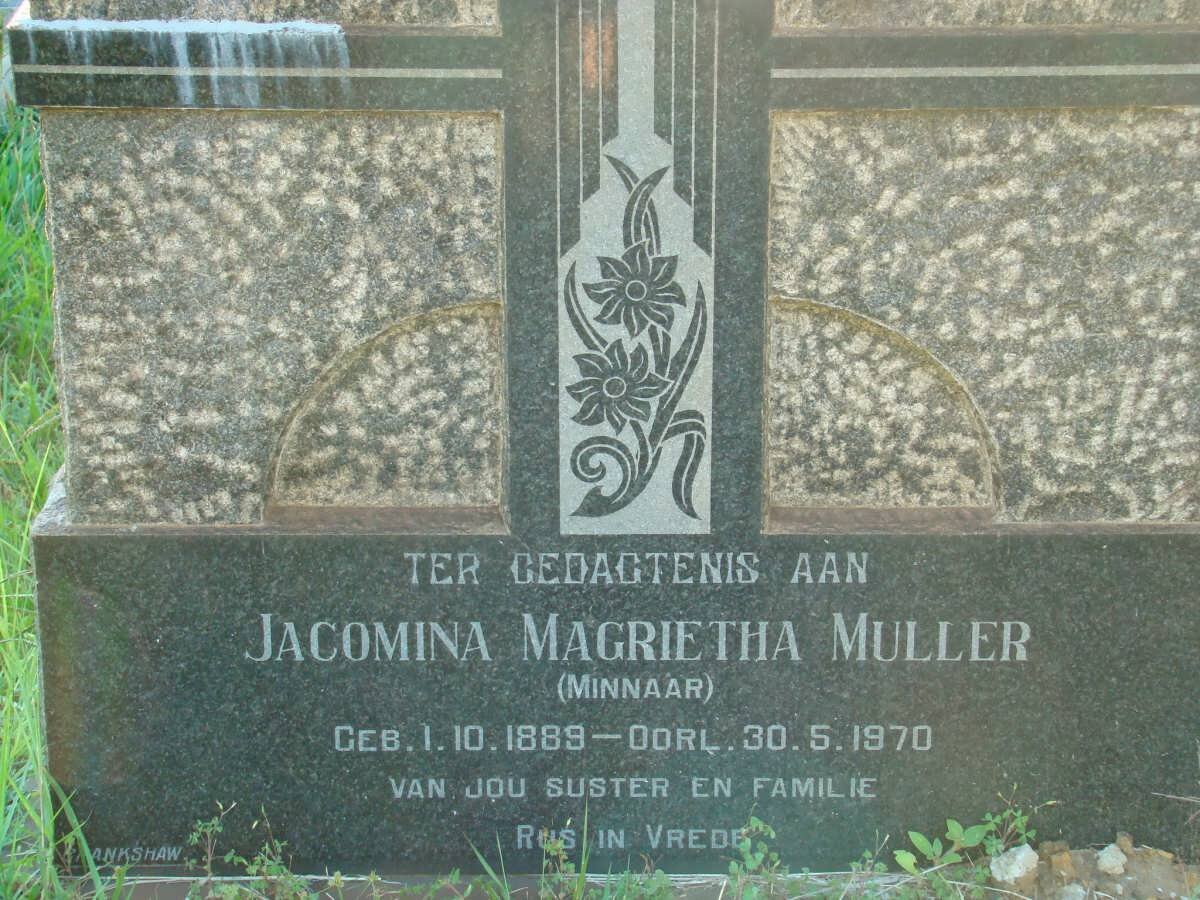MULLER Jacomina Magrietha nee MINNAAR 1889-1970