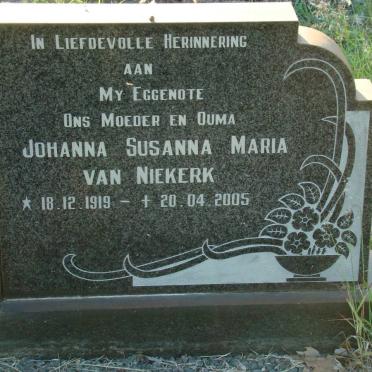 NIEKERK Johanna Susanna Maria, van 1919-2005