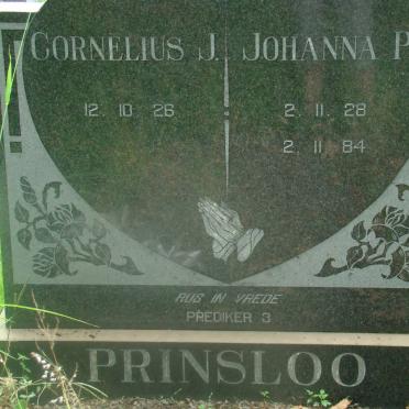 PRINSLOO Cornelius J. 1926- &amp; Johanna P. 1928-1984