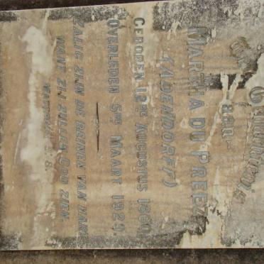 PREEZ Martha, du nee ADENDORFF 1860-1929