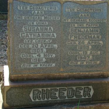 RHEEDER Benjamin Fredman 1899-1947 &amp; Susanna Catharina CRONJE 1905-1981