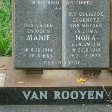ROOYEN Manie, van 1914-1980 &amp; Nora SMITH 1915-1973