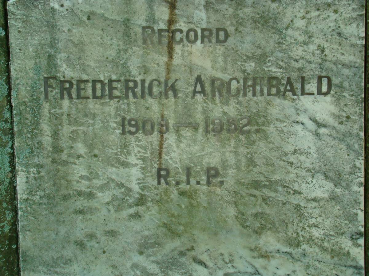RECORD Frederick Archibald 1909-1952