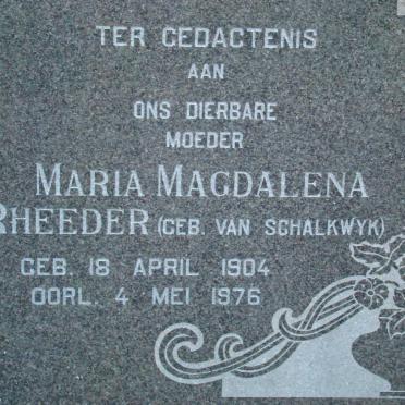 RHEEDER Maria Magdalena nee VAN SCHALKWYK 1904-1976