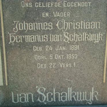 SCHALKWYK Johannes Christiaan Hermanus, van 1881-1953