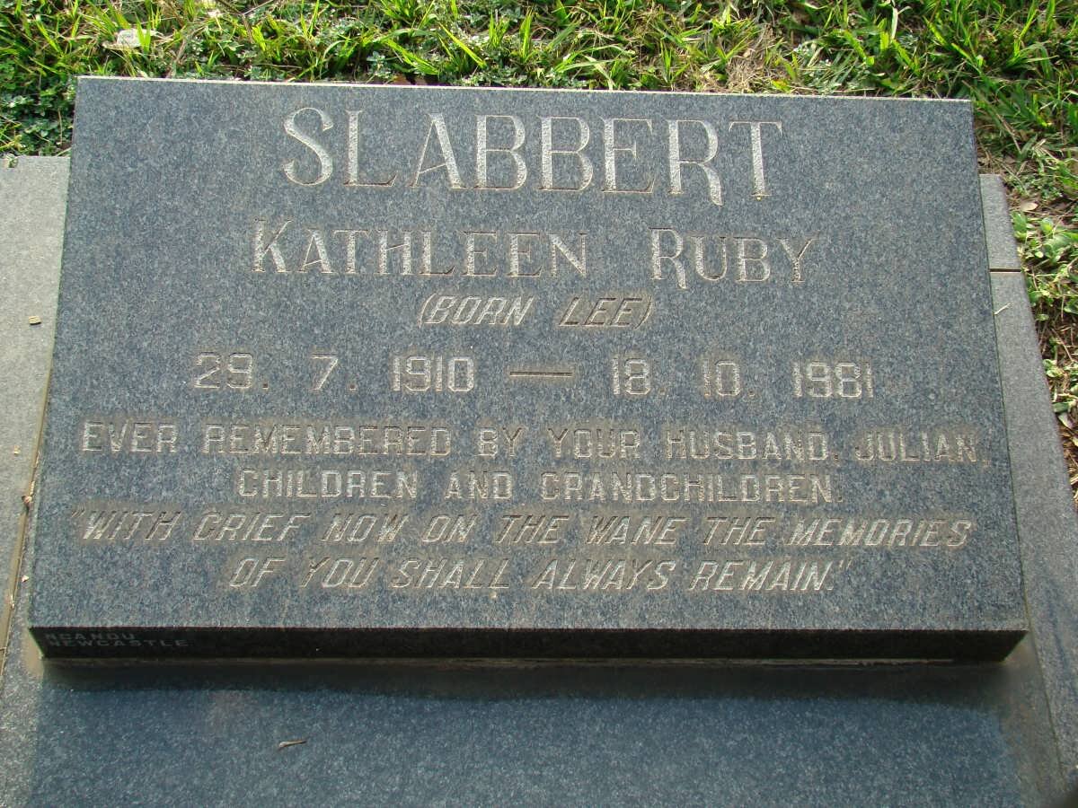 SLABBERT Kathleen Ruby nee LEE 1910-1981