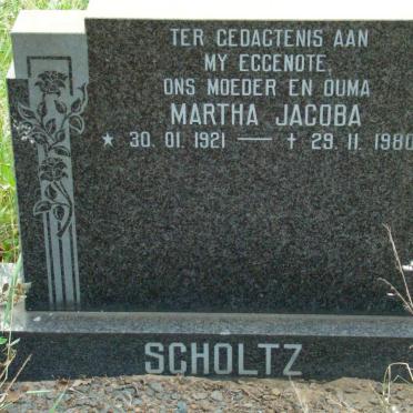 SCHOLTZ  Martha Jacoba 1921-1980