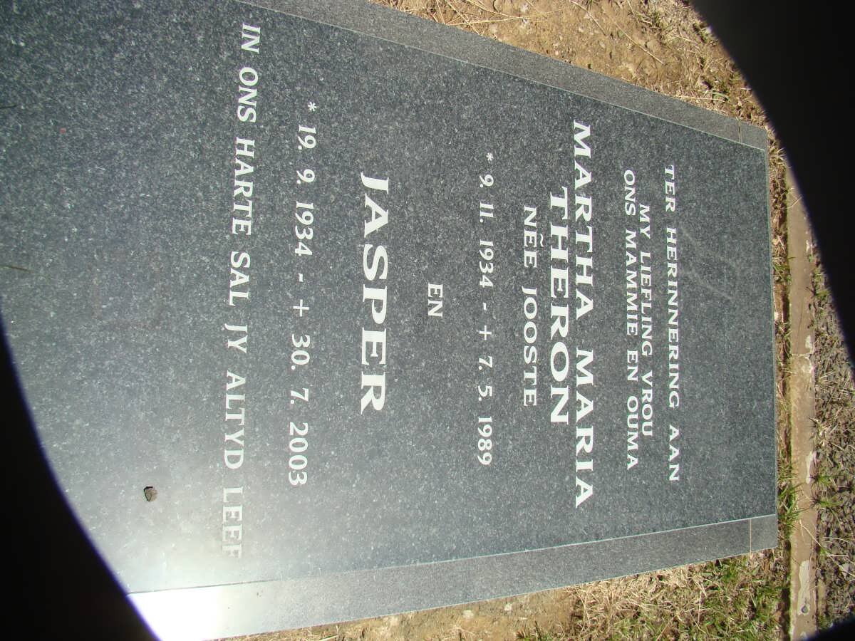 THERON Jasper 1934-2003 &amp; Martha Maria JOOSTE 1934-1989
