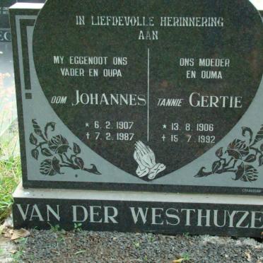 WESTHUIZEN Johannes, van der 1907-1987 &amp; Gertie 1906-1992