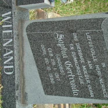 WIENAND Sophia Gertruida nee JACOBS 1917-1990